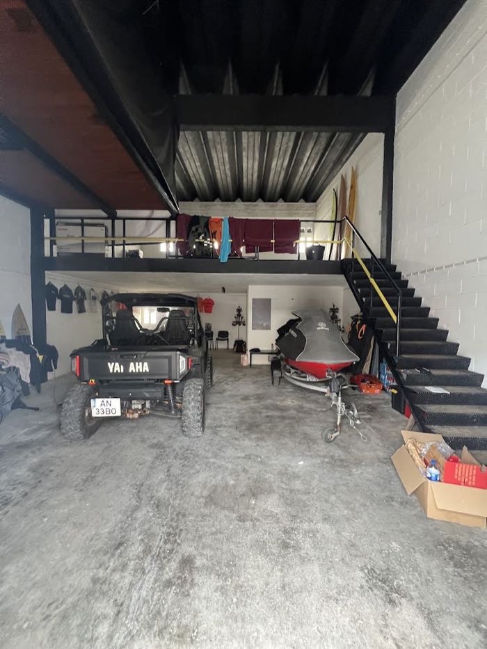 Inside the Jet Sessions warehouse at Nazare marina
