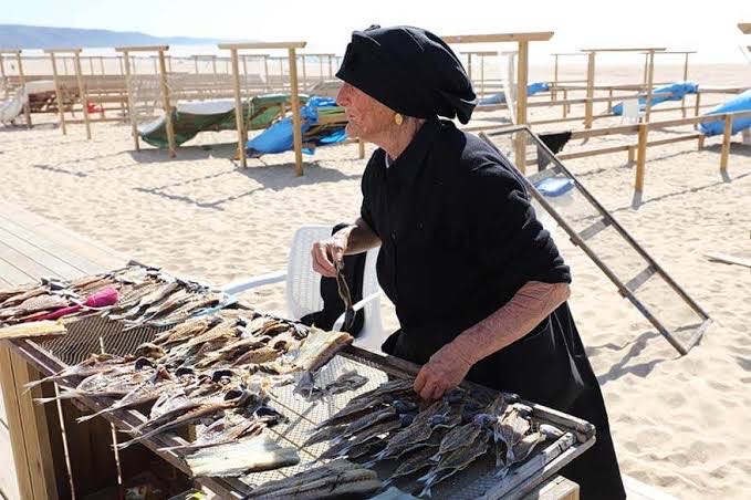 Fish drying in the sun