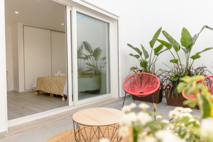 Private courtyard opening to bedroom