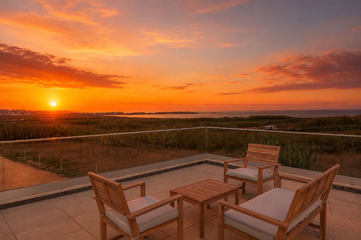 The terrace at sunset